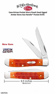 W.R. Case-Sons Cutlery CA57531 Case XX� Mini Trapper Crandall Jig Tequila Sunrise Bone Handle 3-1/2" Closed 2-3/4" Clip 2-3/4" Spey Blade Stainless Steel Pocket Knife 