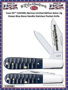 W.R. Case/Sons Cutlery CA53981 Case XX Barlow Limited Edition Gator Jig Ocean Blue Bone Handle Stainless Pocket Knife