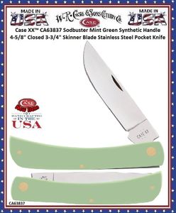W.R. Case & Sons Cutlery CA63837 Case XX� Sodbuster Mint Green Synthetic Handle 4-5/8" Closed 3-3/4" Skinner Stainless Steel Pocket Knife 