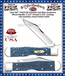 W.R. Case & Sons Cutlery CA63738 Case XX� Cheetah Cub Blue Sycamore Wood Handle 3-1/2" Closed 2-3/4" Locking Clip Stainless Steel Pocket Knife