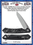 W.R. Case & Sons Cutlery CA64801 Case XX� Kinzua Frame Lock Marbled Carbon Fiber & S35VN Steel Handle 4-3/4" Closed 3-3/8" Locking Drop Point Pocket Knife