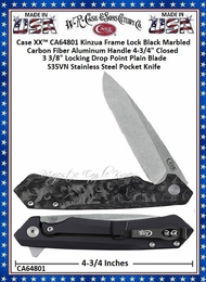 W.R. Case & Sons Cutlery CA64801 Case XX™ Kinzua Frame Lock Marbled Carbon Fiber & S35VN Steel Handle 4-3/4" Closed 3-3/8" Locking Drop Point Pocket Knife W.R. Case & Sons Cutlery CA64801 Case XX™ Kinzua Frame Lock Marbled Carbon Fiber & S35VN Steel Handle 4-3/4" Closed 3-3/8" Locking Drop Point Pocket Knife