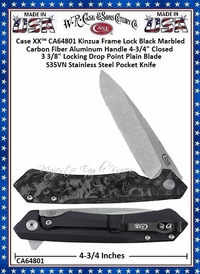 W.R. Case & Sons Cutlery CA64801 Case XX™ Kinzua Frame Lock Marbled Carbon Fiber & S35VN Steel Handle 4-3/4" Closed 3-3/8" Locking Drop Point Pocket Knife W.R. Case & Sons Cutlery CA64801 Case XX™ Kinzua Frame Lock Marbled Carbon Fiber & S35VN Steel Handle 4-3/4" Closed 3-3/8" Locking Drop Point Pocket Knife