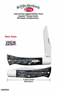 W.R. Case-Sons Cutlery CA65034 Case XX� Axe Jigged Buffalo Horn Handle 4" Closed 3-1/4" Clip Blade Stainless Steel Pocket Knife