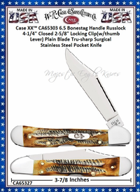 W.R. Case & Sons Cutlery CA65327 Case XX™ Mini Copperlock 6.5 BoneStag 3-5/8" Overall 2 3/4" Locking Clip Stainless Steel Plain Blade Pocket Knife W.R. Case & Sons Cutlery CA65327 Case XX™ Mini Copperlock 6.5 BoneStag 3-5/8" Overall 2 3/4" Locking Clip Stainless Steel Plain Blade Pocket Knife