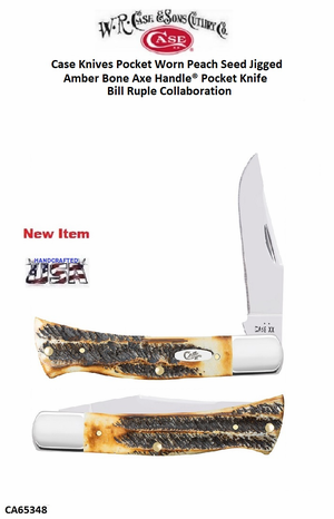 W.R. Case-Sons Cutlery CA65348 Case XX� Axe 6.5 BoneStag Handle 4" Closed 3-1/4" Clip Blade Stainless Steel Pocket Knife