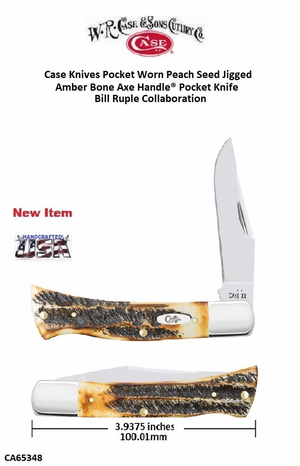 W.R. Case-Sons Cutlery CA65348 Case XX� Axe 6.5 BoneStag Handle 4" Closed 3-1/4" Clip Blade Stainless Steel Pocket Knife
