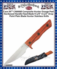 W.R. Case & Sons Cutlery CA66660 Case XX™ Composite Hunter Orange Peel Hardwood Handle Fixed Blade 9-1/4" Overall 4-1/2" Drop Point Plain Blade 420HC Stainless Steel Pocket Knife W.R. Case & Sons Cutlery CA66660 Case XX™ Composite Hunter Orange Peel Hardwood Handle Fixed Blade 9-1/4" Overall 4-1/2" Drop Point Plain Blade 420HC Stainless Steel Pocket Knife