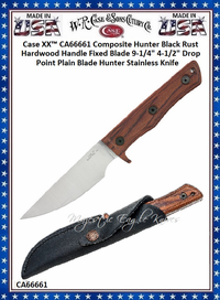 W.R. Case & Sons Cutlery CA66661 Case XX™ Composite Hunter Black Rust Hardwood Handle Fixed Blade 9-1/4" Overall 4-1/2" Drop Point Plain Blade 420HC Stainless Steel Pocket Knife W.R. Case & Sons Cutlery CA66661 Case XX™ Composite Hunter Black Rust Hardwood Handle Fixed Blade 9-1/4" Overall 4-1/2" Drop Point Plain Blade 420HC Stainless Steel Pocket Knife