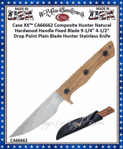 W.R. Case & Sons Cutlery CA66662 Case XX� Composite Hunter Natural Hardwood Handle Fixed Blade 9-1/4" Overall 4-1/2" Drop Point Plain Blade 420HC Stainless Steel Pocket Knife 