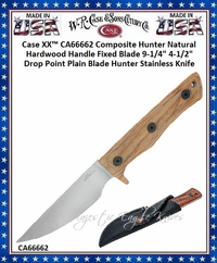 W.R. Case & Sons Cutlery CA66662 Case XX™ Composite Hunter Natural Hardwood Handle Fixed Blade 9-1/4" Overall 4-1/2" Drop Point Plain Blade 420HC Stainless Steel Pocket Knife W.R. Case & Sons Cutlery CA66662 Case XX™ Composite Hunter Natural Hardwood Handle Fixed Blade 9-1/4" Overall 4-1/2" Drop Point Plain Blade 420HC Stainless Steel Pocket Knife