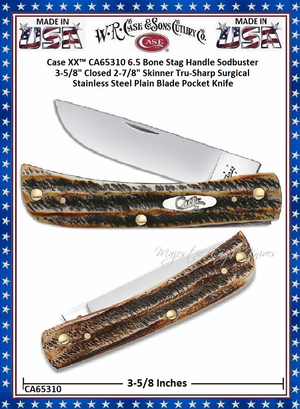 W.R. Case & Sons Cutlery CA65310 Case XX 6.5 Burnt Bone Stag Handle Sod Buster Jr Knife W.R. Case & Sons Cutlery CA65310 Case XX 6.5 Burnt Bone Stag Handle Sod Buster Jr Knife