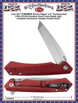 W.R. Case & Sons Cutlery CA64664 Case XX� Kinzua Flipper 3.4" Stonewashed CPM-S35VN Stainless Steel Tanto Blade, Red Anodized Aluminum Handles Pocket Knife 