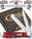 W.R. Case & Sons Cutlery CA71224 Case XX� Dark Red Bone Handle Mini Trapper 3-1/4" Clip 3-1/4" Spey Plain Blade Tru-Sharp  Surgical Stainless Steel Pocket Knife w/Cigar Box