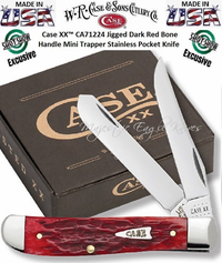 W.R. Case & Sons Cutlery CA71224 Case XX™ Dark Red Bone Handle Mini Trapper 3-1/4" Clip 3-1/4" Spey Plain Blade Tru-Sharp Surgical Stainless Steel Pocket Knife w/Cigar Box W.R. Case & Sons Cutlery CA71224 Case XX™ Dark Red Bone Handle Mini Trapper 3-1/4" Clip 3-1/4" Spey Plain Blade Tru-Sharp Surgical Stainless Steel Pocket Knife w/Cigar Box
