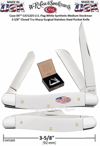 W.R. Case & Sons Cutlery CA71225 Case XX™ U.S. Flag White Synthetic Medium Stockman 3-5/8" Closed Tru-Sharp Surgical Stainless Steel Pocket Knife W.R. Case & Sons Cutlery CA71225 Case XX™ U.S. Flag White Synthetic Medium Stockman 3-5/8" Closed Tru-Sharp Surgical Stainless Steel Pocket Knife