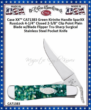 W.R. Case & Sons Cutlery CA71383 Case XX� Russlock Green Kirinite Sparxx Handle Tru-Sharp Stainless Steel Pocket Knife  