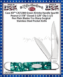 W.R. Case & Sons Cutlery CA71384 Case XX� Peanut Green Kirinite Sparxx Handle Tru-Sharp Stainless Steel Pocket Knife