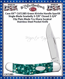 W.R. Case & Sons Cutlery CA71385 Case XX� Sowbelly Green Kirinite Sparxx Handle Tru-Sharp Stainless Steel Pocket Knife 