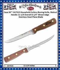 W.R. Case & Sons Cutlery CA7315 Case XX� Household Cutlery Boning Knife, Walnut Handle 11-1/4 Overall 6-1/4" Miracledge Stainless Steel Plane Blade