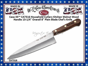 W.R. Case & Sons Cutlery CA7316 Case XX� Household Cutlery Kitchen Walnut Wood Handle 13-1/4" Overall 8" Plain Blade Chef's Knife 