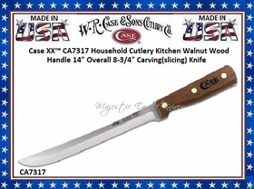 W.R. Case & Sons Cutlery CA7317 Case XX� Household Cutlery Kitchen Walnut Wood Handle 14" Overall 8-3/4" Carving(slicing) Knife 