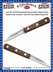 W.R. Case & Sons Cutlery CA7320 Case XX� Household Cutlery Kitchen Walnut Wood Handle 6-3/4" Overall 3" Clip Point Plain Blade Paring Knife