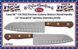 W.R. Case & Sons Cutlery CA7322 Case XX� Kitchen Cutlery Walnut Wood Handle 12" Overall 8" Santoku Stainless Knife 