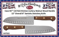 W.R. Case & Sons Cutlery CA7322 Case XX� Kitchen Cutlery Walnut Wood Handle 12" Overall 8" Santoku Stainless Knife 