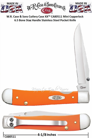W.R. Case & Sons Cutlery CA80511 Case XX� Kickstart Orange Synthetic Trapperlock 4-1/8 Overall 3-1/4" Locking Clip Stainless Steel Pocket Knife 