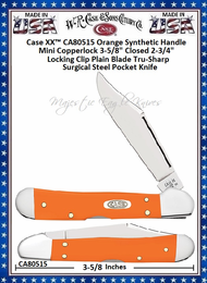 W.R. Case & Sons Cutlery CA80515 Case XX� Smooth Orange Delrin Synthetic Handle Mini Copperlock Tru-Sharp Surgical Stainless Steel Pocket Knife 