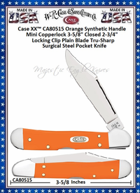 W.R. Case & Sons Cutlery CA80515 Case XX� Smooth Orange Delrin Synthetic Handle Mini Copperlock Tru-Sharp Surgical Stainless Steel Pocket Knife 
