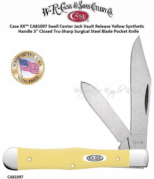 W.R. Case & Sons Cutlery CA81097 CaseXX Yellow Synthetic Handle Small Swell Center Jack Pocket Knife 