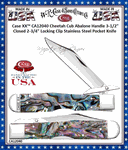 W.R. Case & Sons Cutlery CA12040 Case XX� Cheetah Cub Abalone Handle 3-1/2" Closed 2-3/4" Locking Clip Blade Stainless Steel Pocket Knife