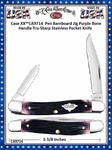W.R. Case & Sons Cutlery CA9714 Case XX� Medium Jack Barnboard Jig Purple Bone Handle 3-3/8" Closed 2-1/2" Clip 1-7/8" Pen Plain Blades Tru-sharp Surgical Stainless Steel Pocket Knife