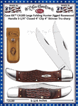 W.R. Case & Sons Cutlery Case XX� CA00189 Folding Hunter Jigged Brown Stamina wood Handles, 5-1/4" Closed 4.00"' Tru-sharp Surgical Stainless Steel Plain Blades Brown Leather Sheath 