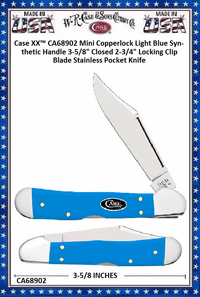W.R. Case & Sons Cutlery Case XX� Case XX� CA68902 Case XX� Mini Copperlock Light Blue Synthetic Handle 3-5/8" Closed 2-3/4" Locking Clip Blade Stainless Pocket Knife