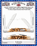 W.R. Case & Sons Cutlery Case XX� CA10723 Small Congress Jigged Amber Bone 3-1/8 Closed 2-3/8" Spear, 1-3/4" Pen, 1-3/4" Coping Blades Tru-Sharp Surgical Stainless Steel Pocket Knife 