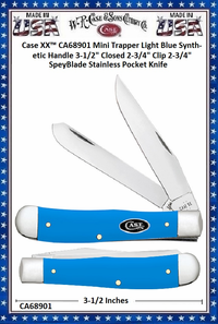 W.R. Case & Sons Cutlery Case XX� CA68901 Case XX� Mini Trapper Light Blue Synthetic Handle 3-1/2" Closed 2-3/4" Clip 2-3/4" SpeyBlade Stainless Pocket Knife