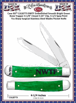 W.R. Case & Sons Cutlery Case XX� CA18773 Case XX� NWTF Embellished Smooth Bright Green Bone Trapper 4-1/8" Closed 3.24" Clip, 3-1/2 Spey Point Tru-Sharp Surgical Stainless Steel Blades Pocket Knife 