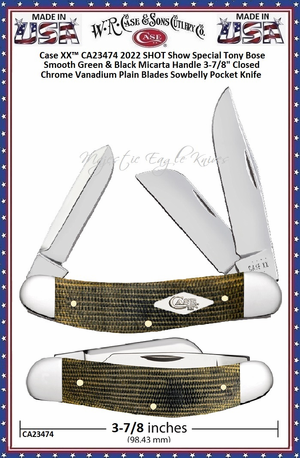 W.R. Case & Sons Cutlery Case XX™ CA23474 Sowbelly Stockman 3-7/8" Closed 2-3/4" Clip, 2-1/4" Spey, 2-1/4" Sheepsfoot Coping Plain Blades Green & Black Micarta Tru-Sharp Surgical Stainless Steel Pocket Knife W.R. Case & Sons Cutlery Case XX™ CA23474 Sowbelly Stockman 3-7/8" Closed 2-3/4" Clip, 2-1/4" Spey, 2-1/4" Sheepsfoot Coping Plain Blades Green & Black Micarta Tru-Sharp Surgical Stainless Steel Pocket Knife