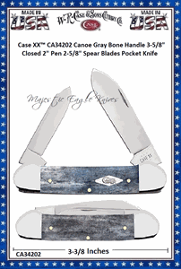 W.R. Case & Sons Cutlery Case XX� CA34202 Canoe Gray Bone Handle 3-5/8" Closed 2/5/8" Spear Blades Pocket Knife