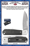 W.R. Case & Sons Cutlery Case XX� CA42230 Highbanks Black Burlap Micarta Handle 4" Closed 2-7/8" Stonewash Satin CPM 20CV Plain Blade Stainless Steel Pocket Knife