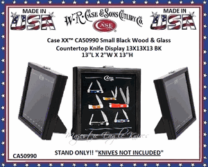 W.R. Case & Sons Cutlery Case XX� CA50990 Small Black Wood & Glass Countertop Knife Display 13''L X 2''W X 13''H