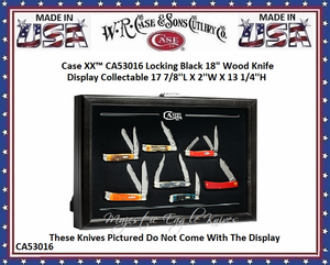 W.R. Case & Sons Cutlery Case XX� CA53016 Locking Black 18" Wood Knife Display Collectable 17 7/8''L X 2''W X 13 1/4''H