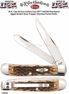 W.R. Case & Sons Cutlery Case XX� CA6540 Peachseed Jigged Amber Bone Trapper Stainless Pocket Knife