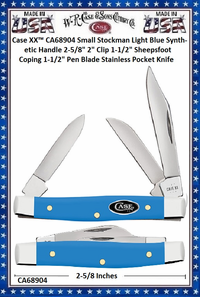 W.R. Case & Sons Cutlery Case XX� CA68904 Case XX� Small Stockman Light Blue Synthetic Handle 2-3/4" Closed 2" Spear Point 1-1/2" Pen Blade Stainless Pocket Knife