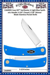 W.R. Case & Sons Cutlery Case XX CA68905Case XX Sod Buster Jr Light Blue Synthetic Handle 3-3/4" Closed 2-7/8" Skinner Blade Stainless Pocket Knife 