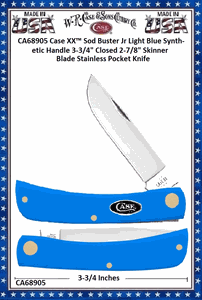 W.R. Case & Sons Cutlery Case XX� CA68905Case XX� Sod Buster Jr Light Blue Synthetic Handle 3-3/4" Closed 2-7/8" Skinner Blade Stainless Pocket Knife 