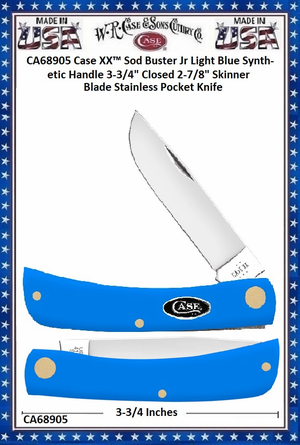 W.R. Case & Sons Cutlery Case XX� CA68905Case XX� Sod Buster Jr Light Blue Synthetic Handle 3-3/4" Closed 2-7/8" Skinner Blade Stainless Pocket Knife 